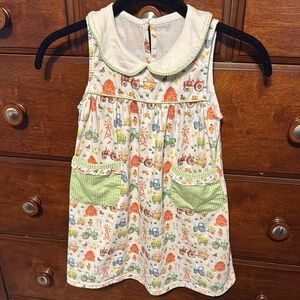 Farm theme Dress with Green Pockets